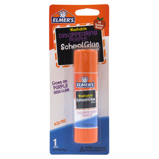 (2 pack) Elmer's Disappearing Purple School Glue Stick, Washable, 22 Gram, 1 Count