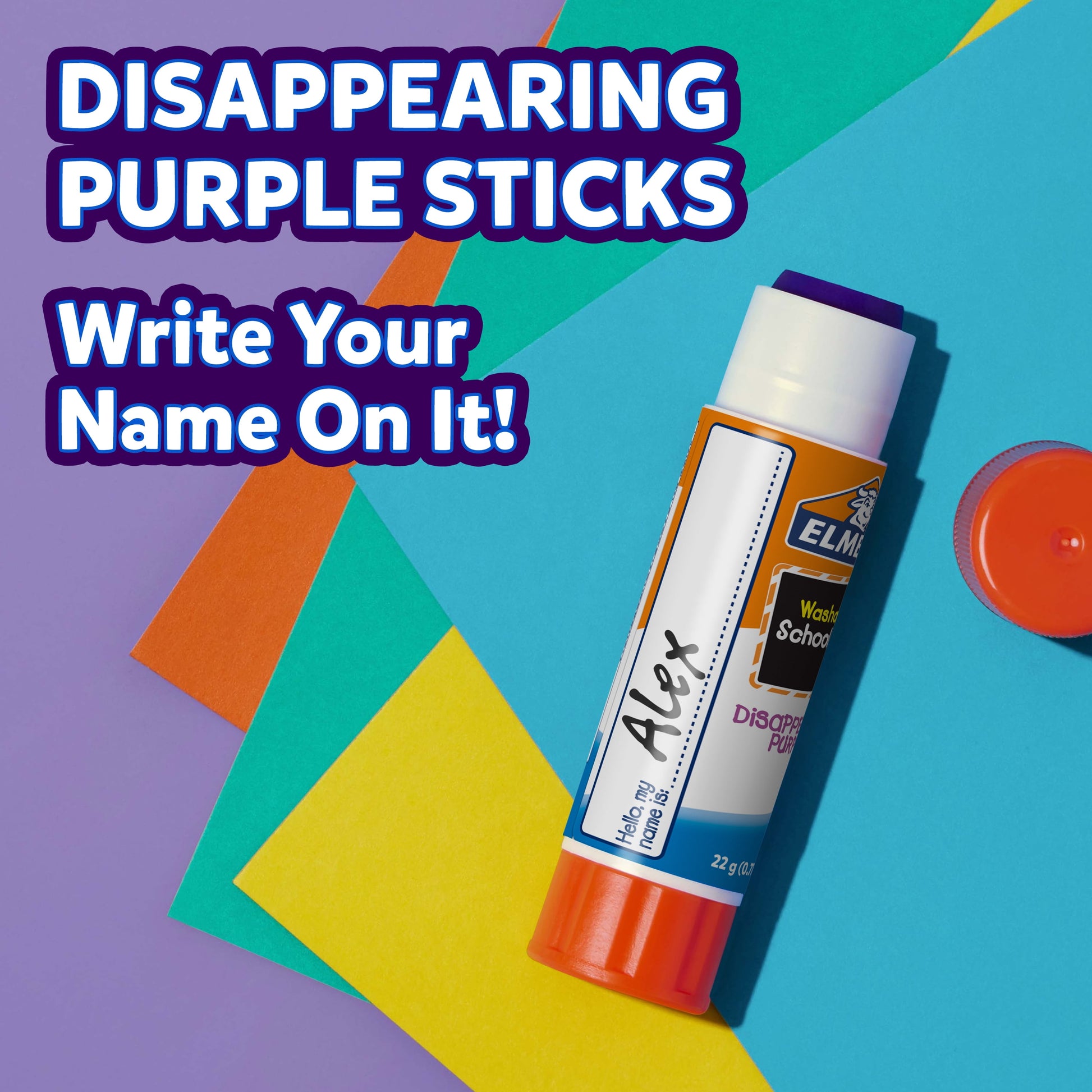 NEW Elmer's Write-On Label Disappearing Purple Giant School Glue Sticks, Washable, Classroom Essential, 30 Count