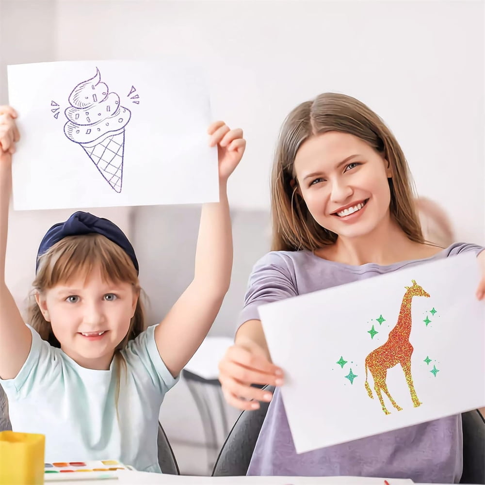 Scheam Washable Glitter Glue Pens,Non-Toxic Glue Stick Set,10 Colors Rainbow Gel Pens,Gifts Supplies,for DIY Arts and Crafts Projects Set of 10