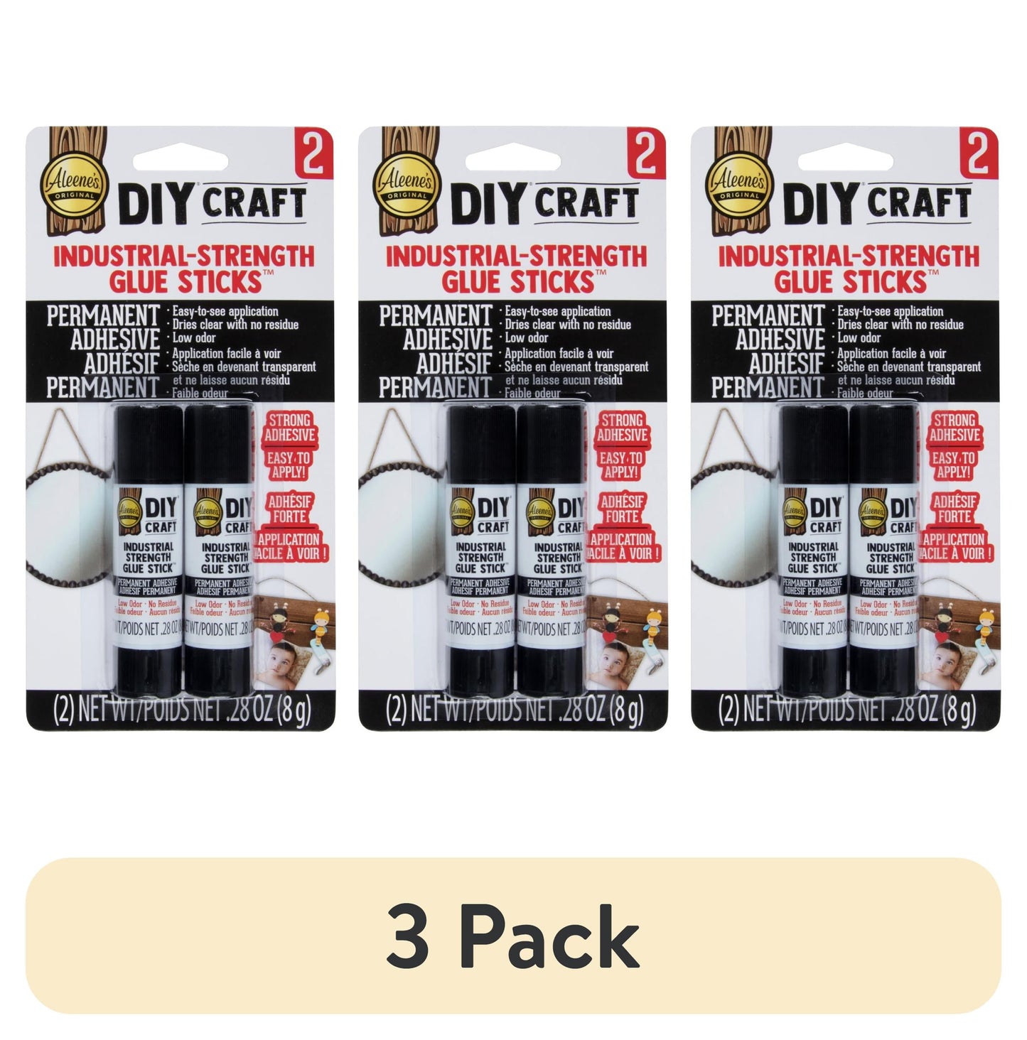 (3 pack) Aleene’s DIY Craft Industrial Strength Glue Sticks, 2 - .28 oz