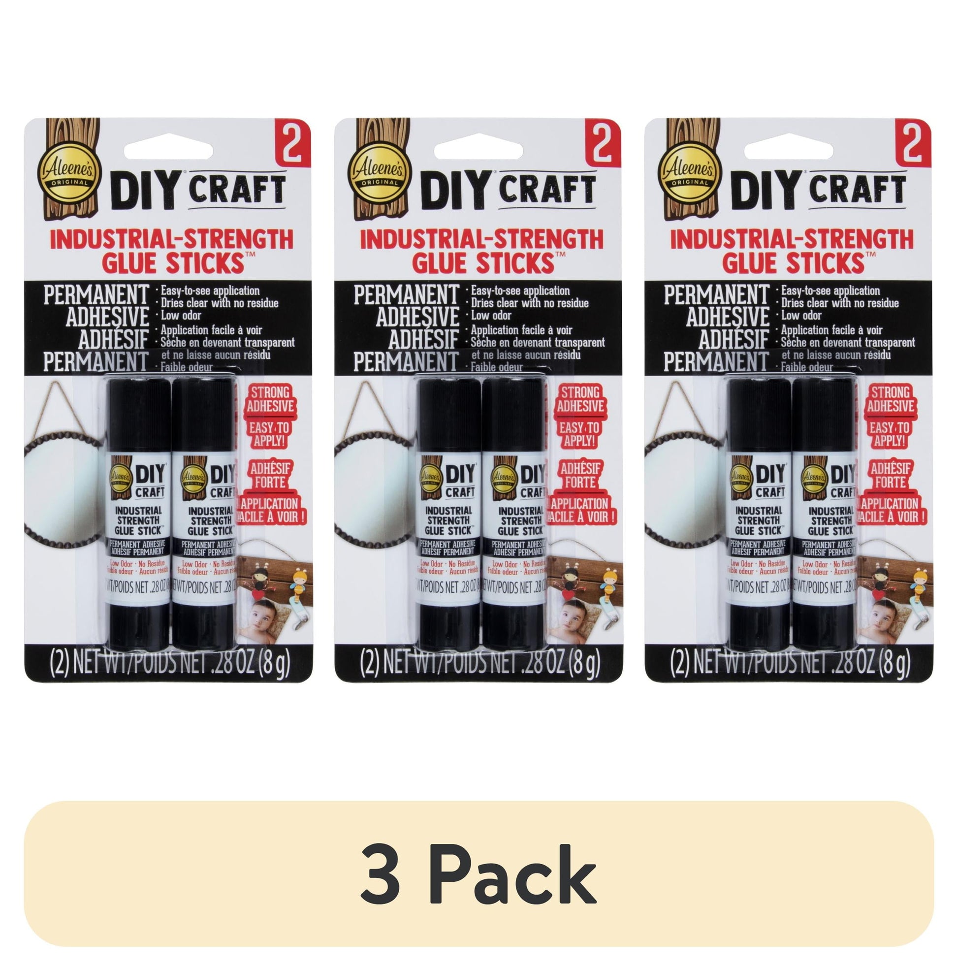(3 pack) Aleene’s DIY Craft Industrial Strength Glue Sticks, 2 - .28 oz