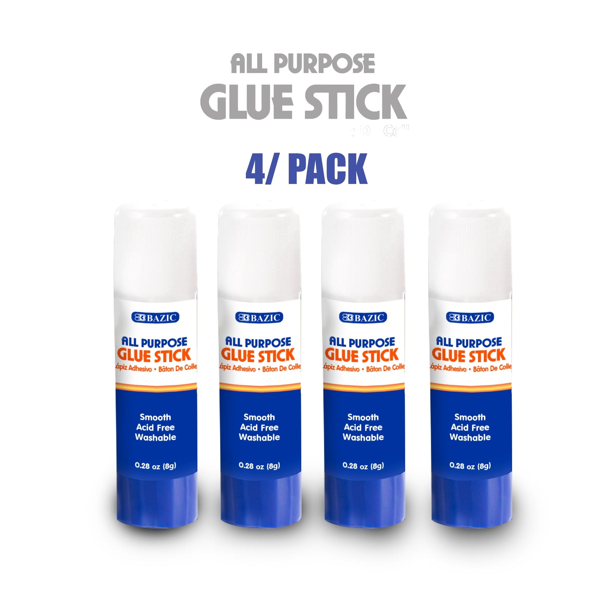BAZIC Premium Glue Stick 8g, White Glue Sticks Acid Free (4/Pack), 1-Pack