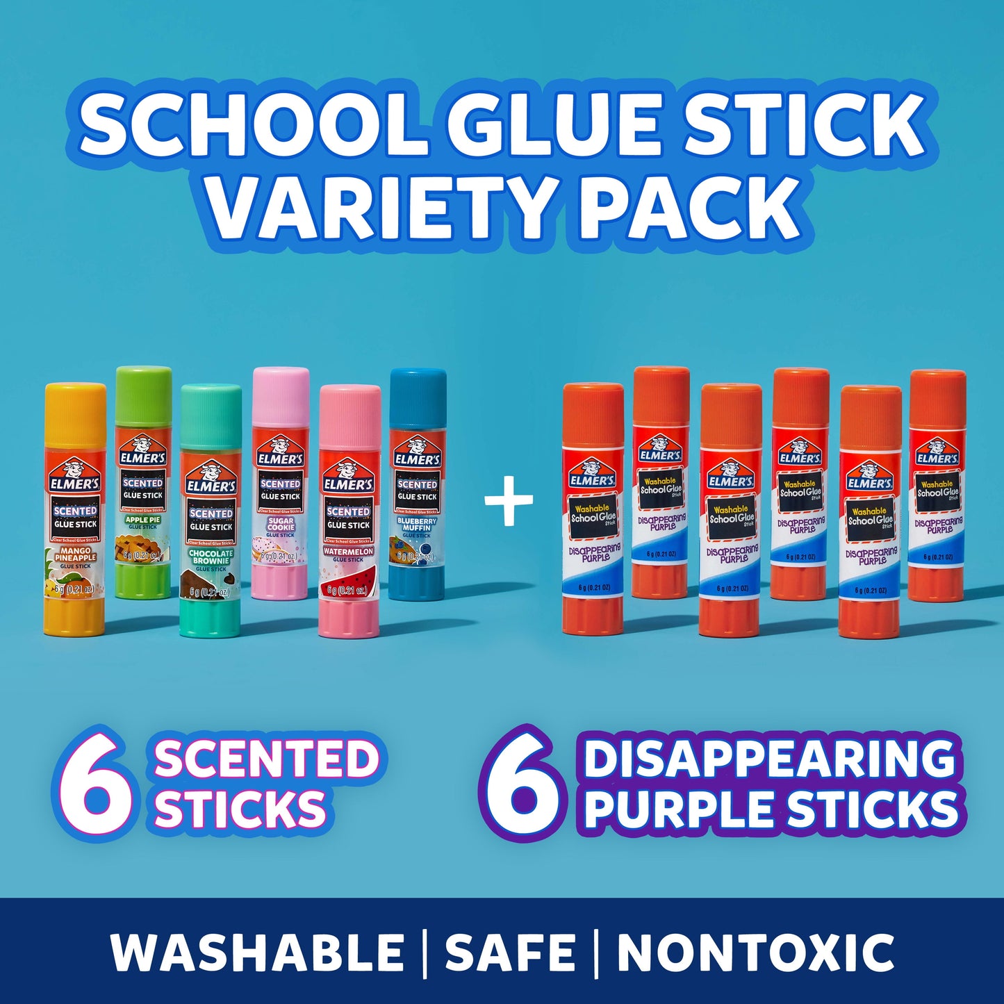 Elmer’s Scented Glue Sticks Variety Pack, Safe, Non-toxicSchool Glue, 6 Gram, 12 Count, 1 Hour Dry