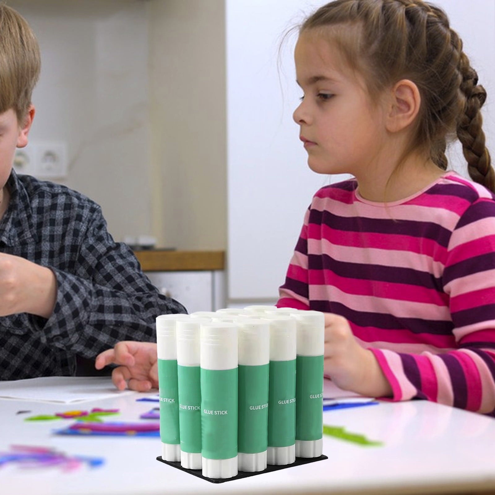 Glue Sticks Bulk, White Glue Sticks 12 Count, 0.32 Ounce Each, All Purpose for Paper, Photos, Fabric, Foam, Cardboard, Display Boards, Glass