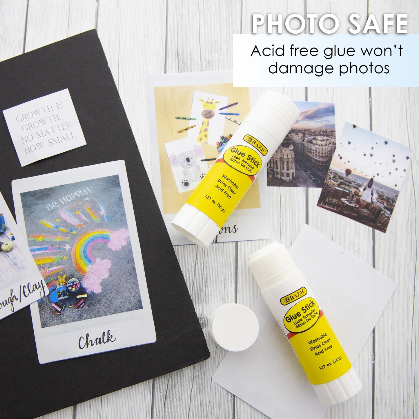 BAZIC Glue Stick 36g/1.27 Oz, Acid Free Glue (2/Pack), 1-Pack