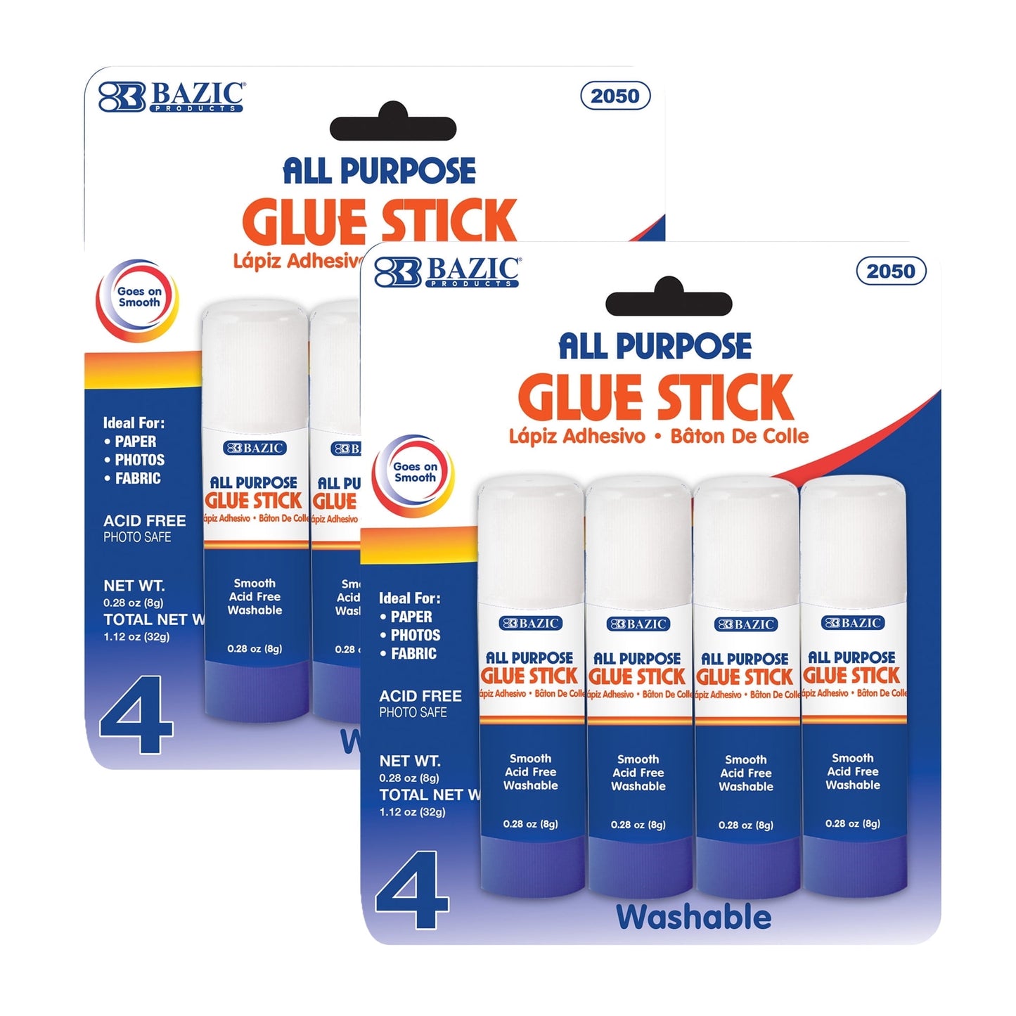 BAZIC Premium Glue Stick 8g/0.28 Oz,White Glue Sticks, Multi-Purpose Acid Free (4/Pack), 144-Packs