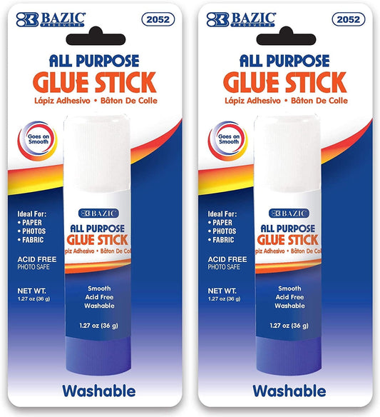 BAZIC Premium Jumbo Glue Stick 36g/1.27 Oz, Acid Free, Glue Sticks, 2-Packs