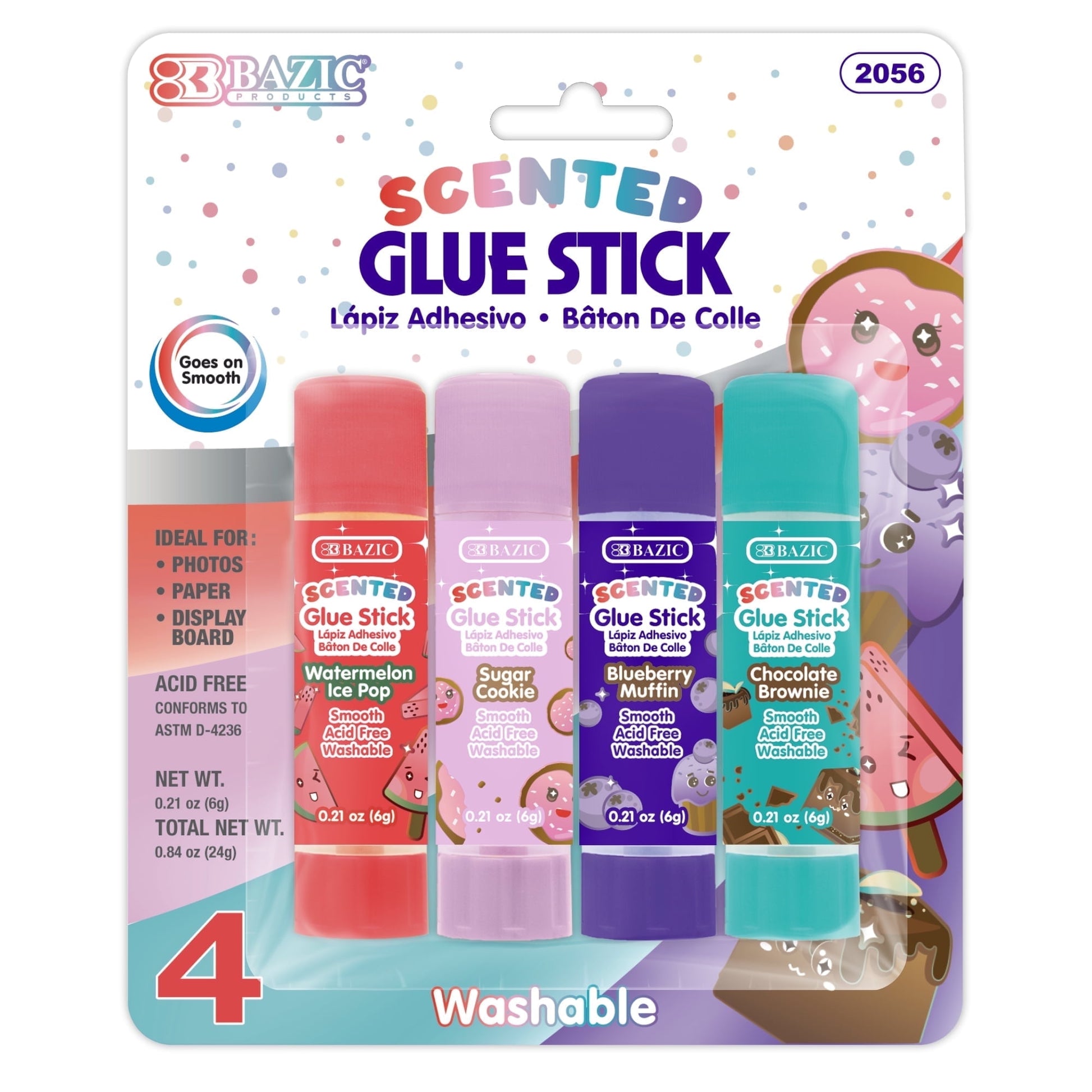Bazic 2056 0.21 oz 4 Washable Scented Glue Stick