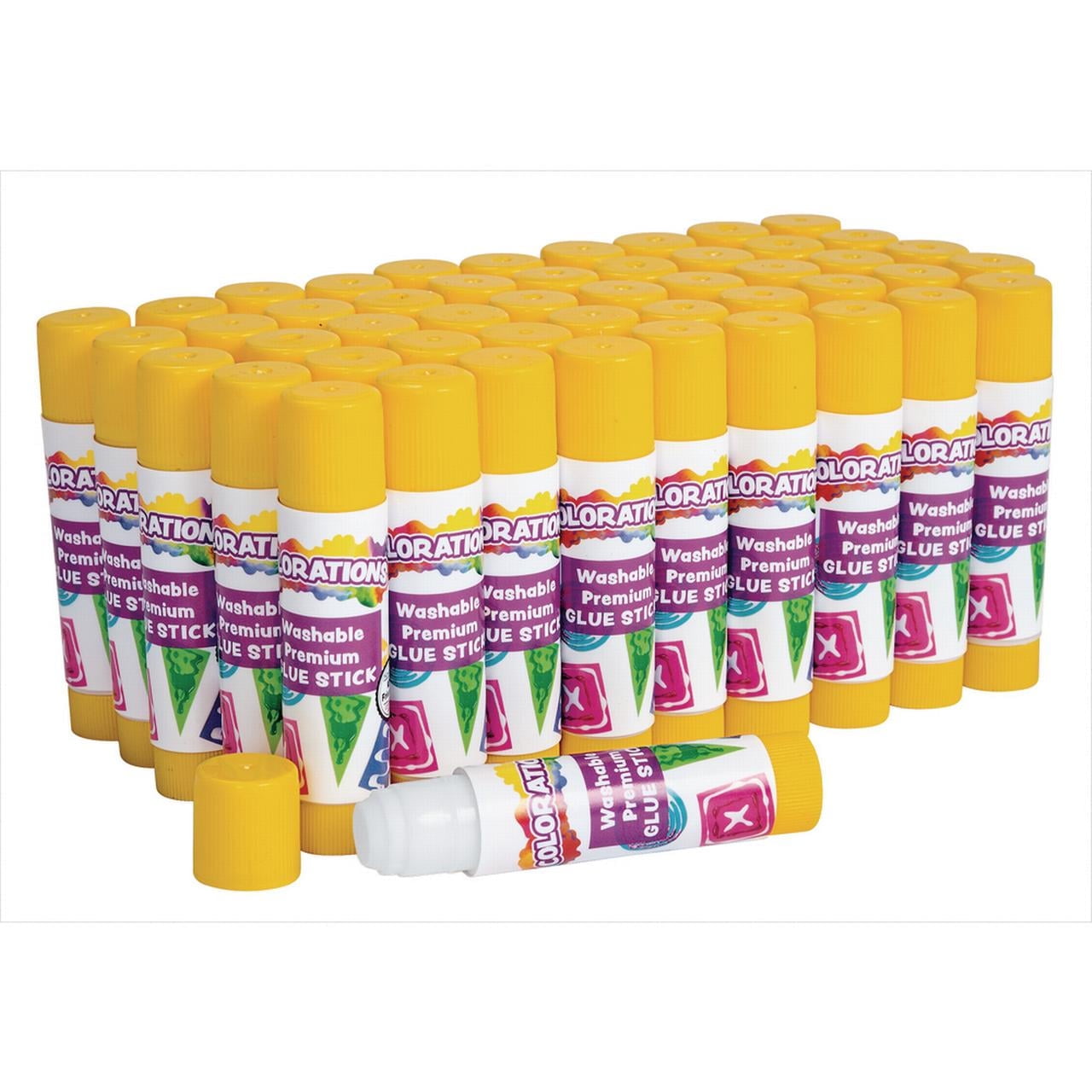 Colorations Premium White Washable Glue Sticks (ea 0.17 oz) - Set of 50 Value Pack