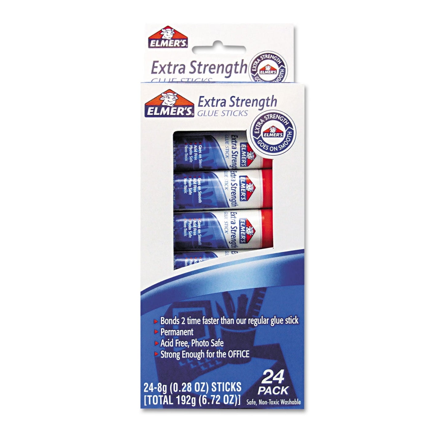 Elmer's Extra-Strength Office Glue Sticks, 0.28 Oz, 24 Ct