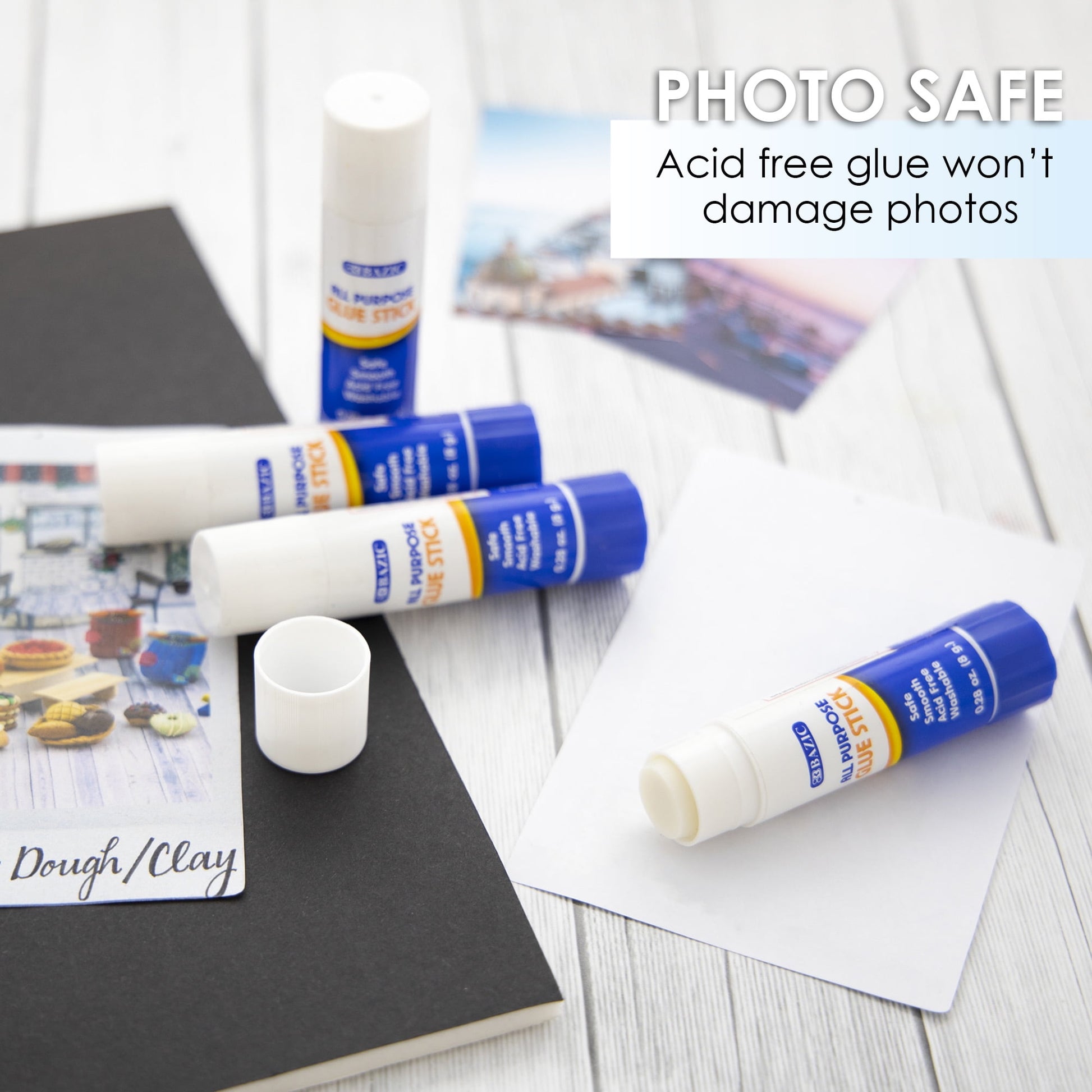 BAZIC Premium Glue Stick 8g/0.28 Oz,White Glue Sticks, Multi-Purpose Acid Free (4/Pack), 144-Packs