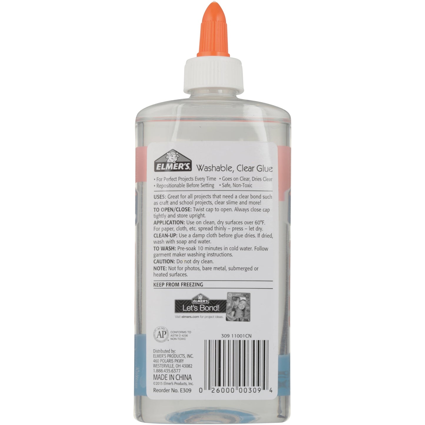 Elmer's Liquid School Glue, Clear, Washable, 9 Ounces, 1 Count