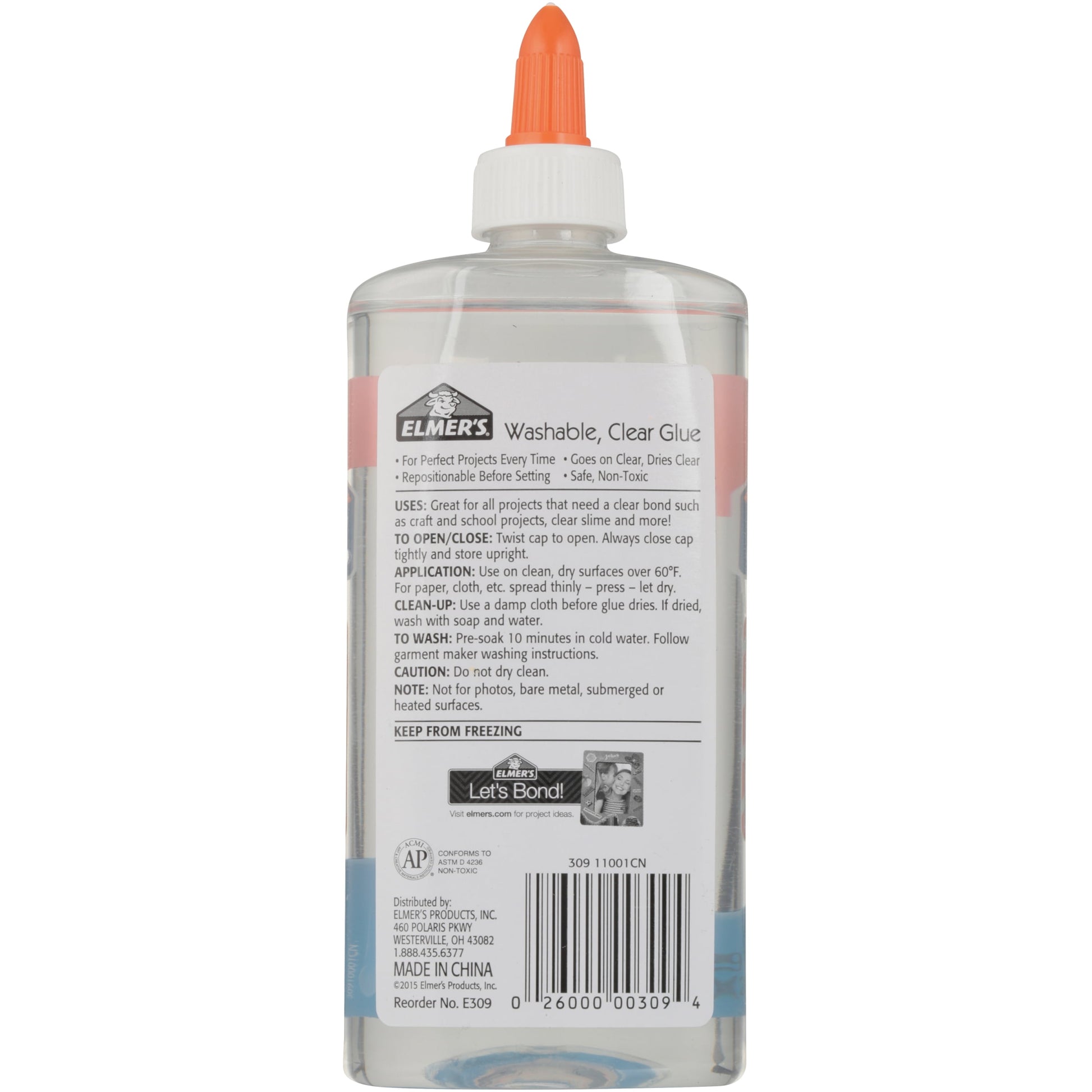 Elmer's Liquid School Glue, Clear, Washable, 9 Ounces, 1 Count